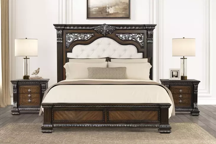 Promenade Espresso King Upholstered Panel Bed