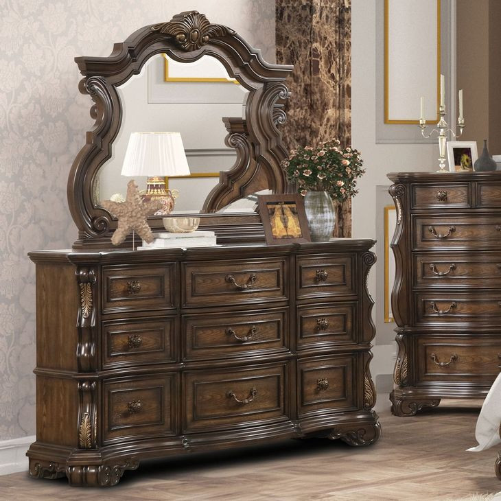 Leovanni Dark Brown 9 Drawer Dresser