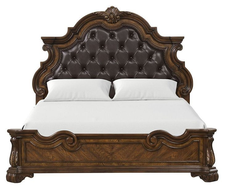 Leovanni Dark Brown King Upholstered Panel Bed