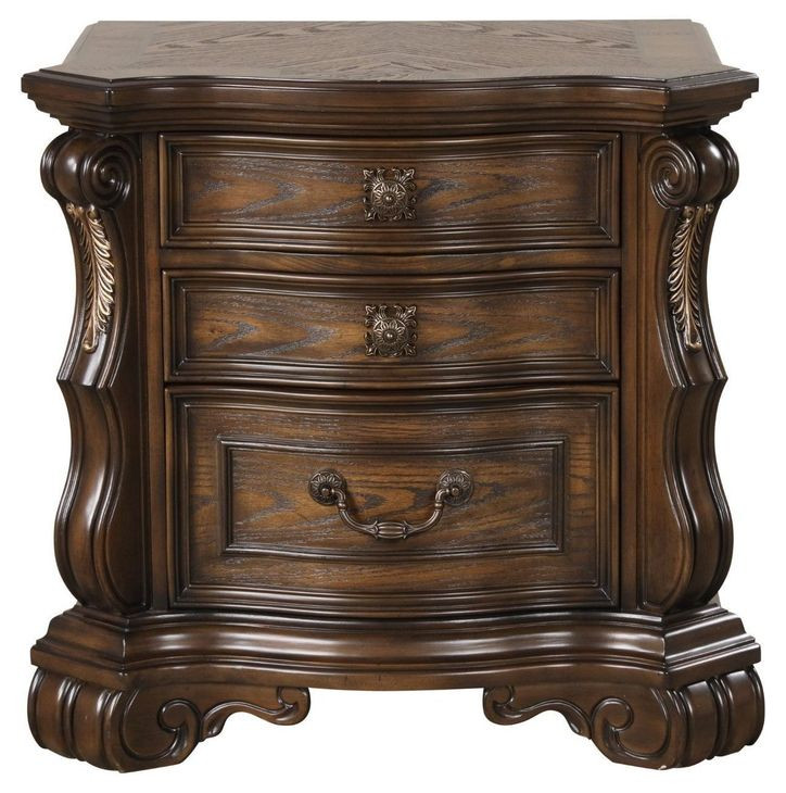 Leovanni Dark Brown 3 Drawer Nightstand with USB Charging