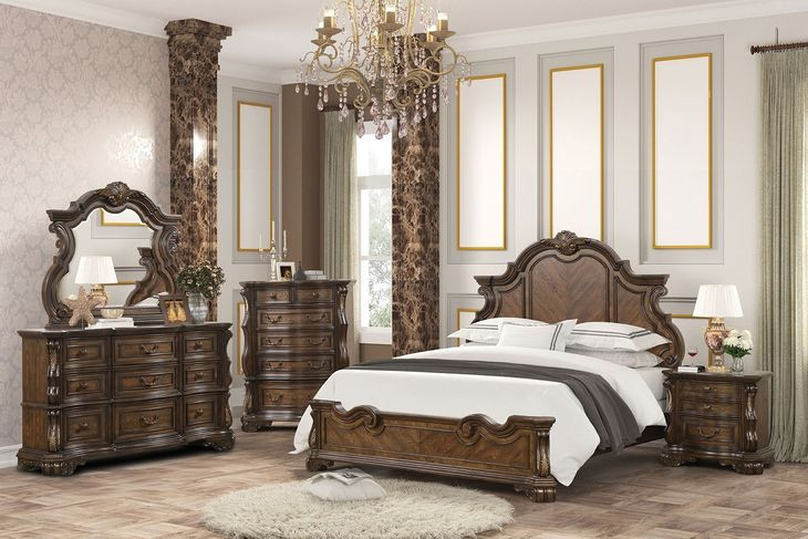 Leovanni Dark Brown Panel Bedroom Set