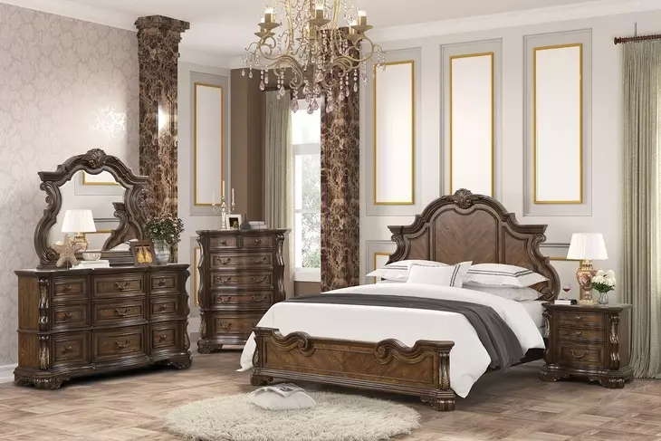 Leovanni Dark Brown Queen Panel Bed