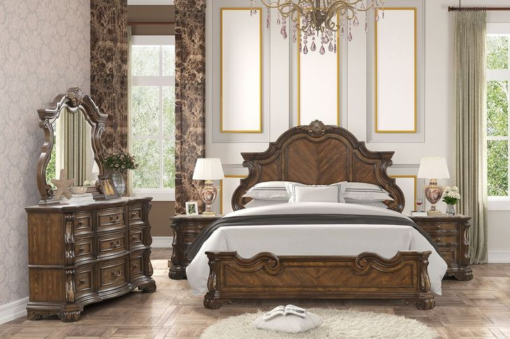 Leovanni Dark Brown Panel Bedroom Set