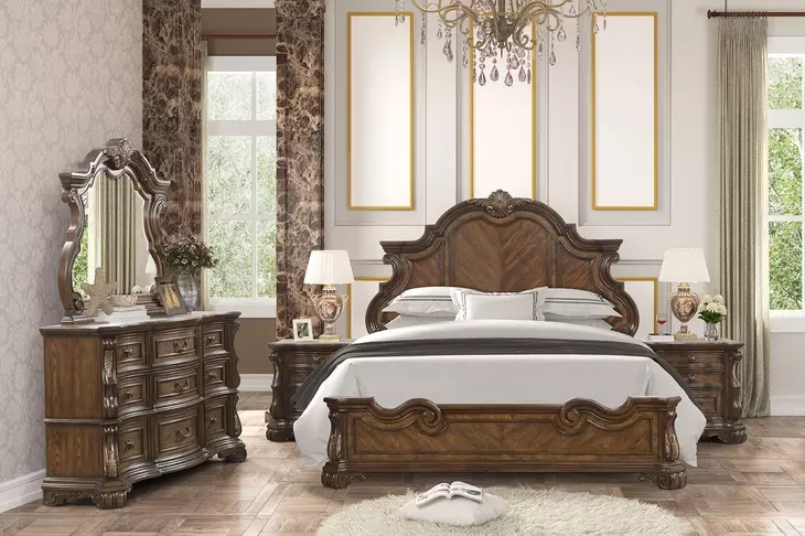 Leovanni Dark Brown Queen Panel Bed