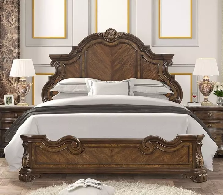 Leovanni Dark Brown Queen Panel Bed