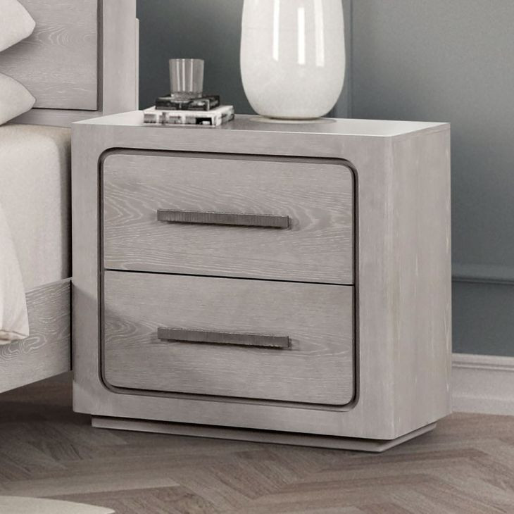 Crowthorne White Oak 2 Drawer Nightstand with USB Charging