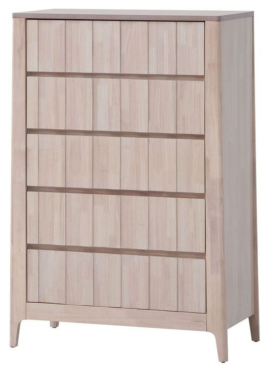 Gervais White Wash 5 Drawer Chest