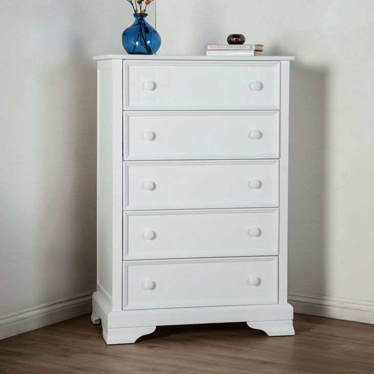 Fanton White 5 Drawer Chest