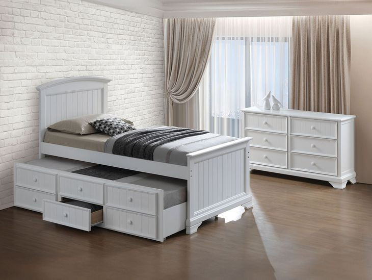 Fanton White Twin Captain Bed