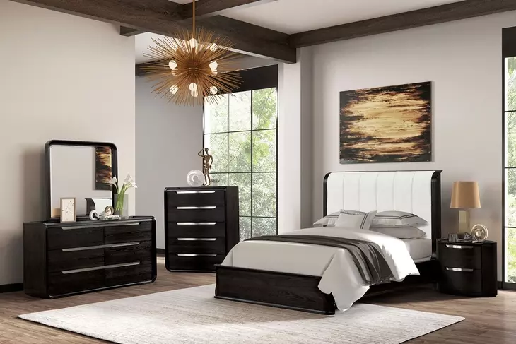 Osterley Black King Upholstered Panel Bed