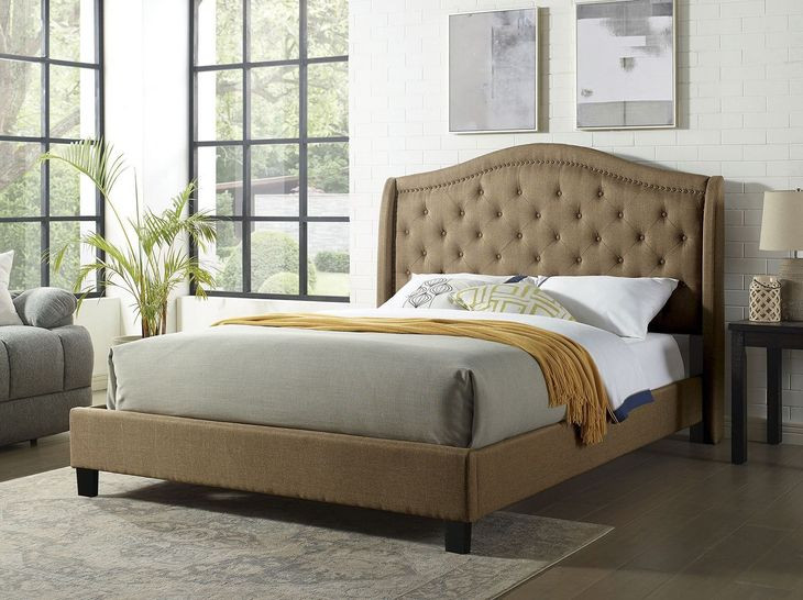 Carly Brown Full Upholstered Platform Bed