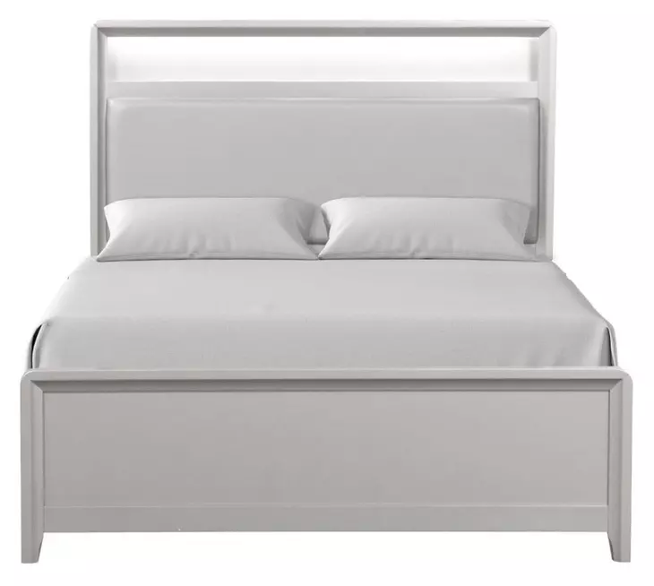 Bryne Champagne Queen Bed Panel Bed with LED Light