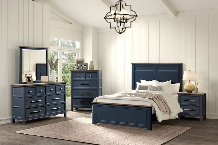 Pinetop Blue and Dark Brown 2 Drawer Nightstand