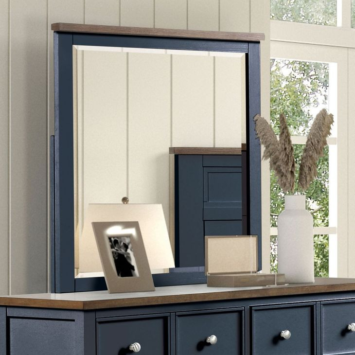 Pinetop Blue and Dark Brown Square Dresser Mirror