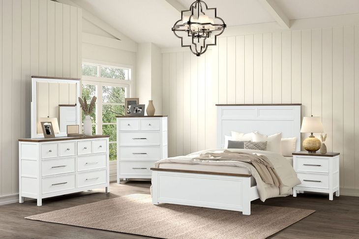 Pinetop White and Dark Brown Full Panel Bed