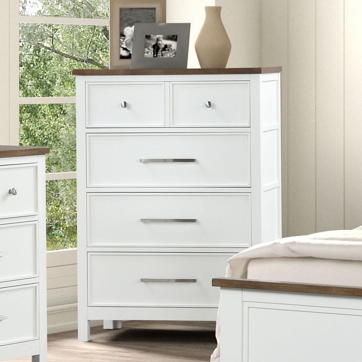 Pinetop White and Dark Brown 5 Drawer Chest