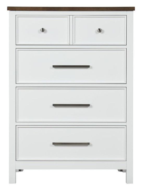 Pinetop White and Dark Brown 5 Drawer Chest