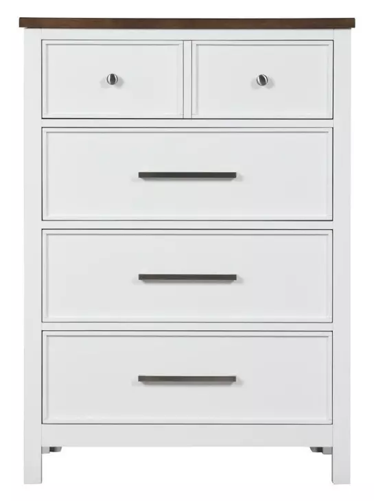 Pinetop White and Dark Brown 5 Drawer Chest