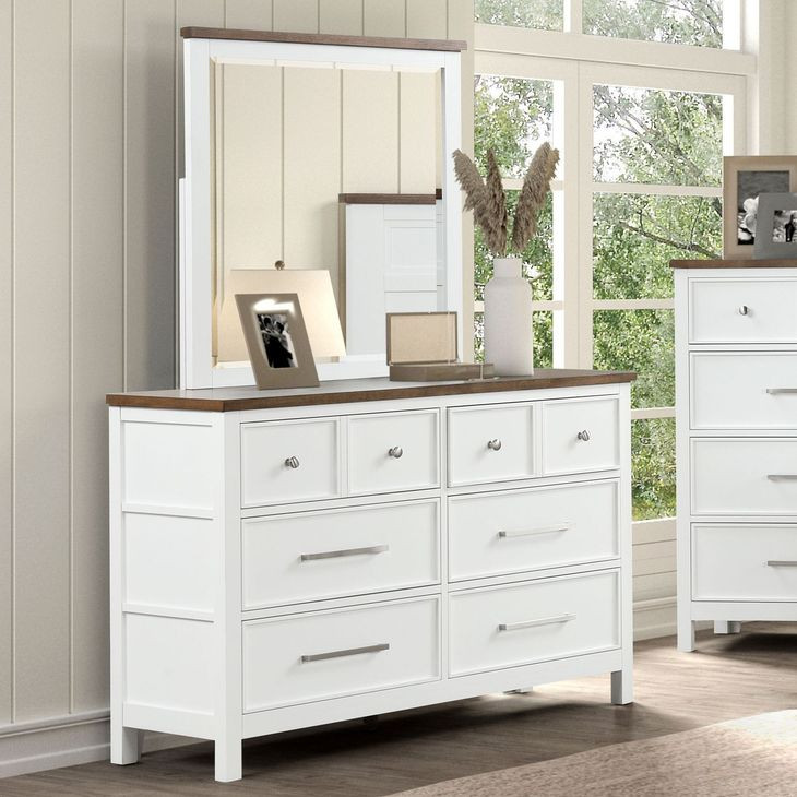Pinetop White and Dark Brown 6 Drawer Dresser