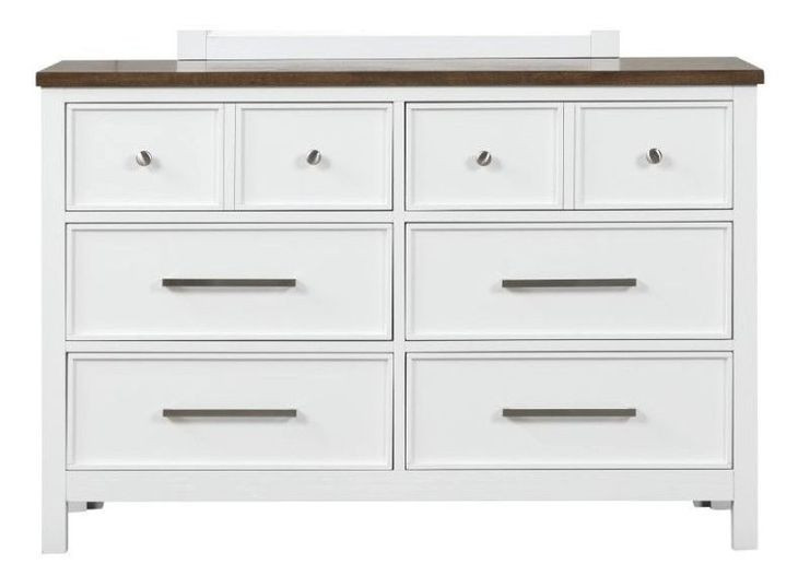 Pinetop White and Dark Brown 6 Drawer Dresser