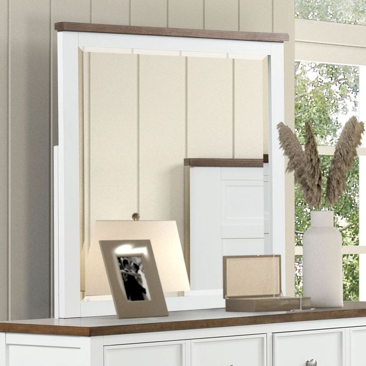 Pinetop White and Dark Brown Square Dresser Mirror
