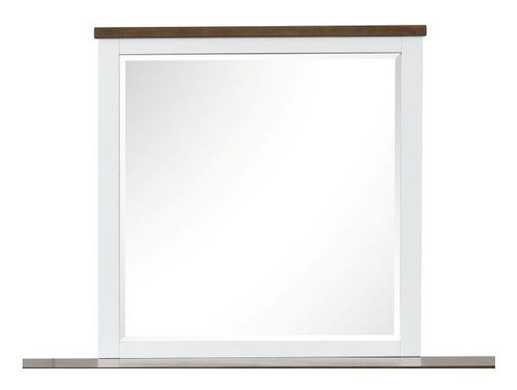 Pinetop White and Dark Brown Square Dresser Mirror