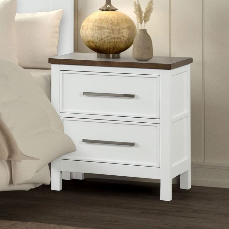 Pinetop White and Dark Brown 2 Drawer Nightstand