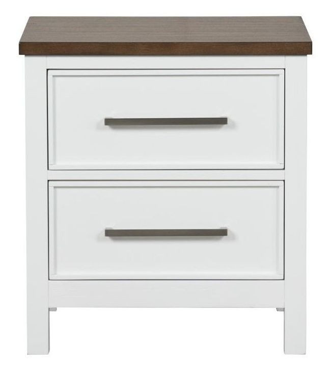 Pinetop White and Dark Brown 2 Drawer Nightstand