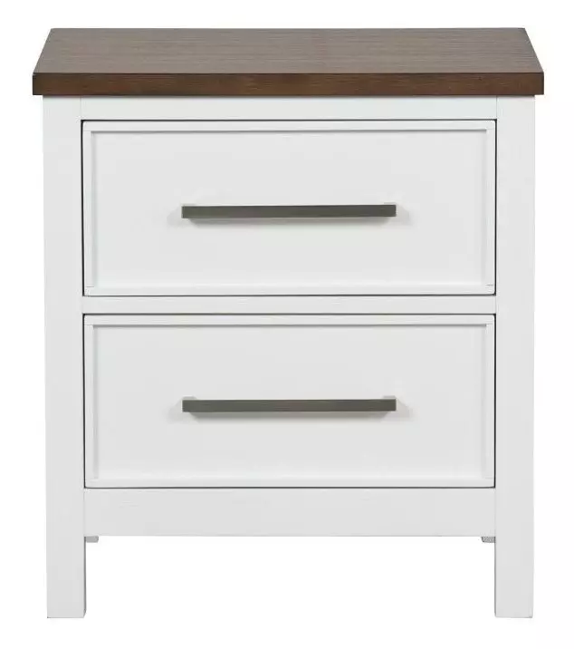Pinetop White and Dark Brown 2 Drawer Nightstand