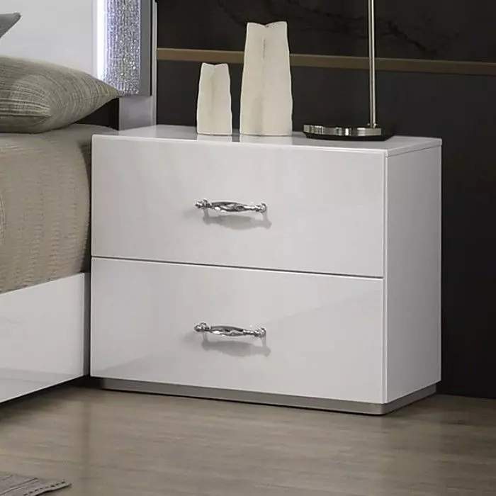Stoholm White 2 Drawer Nightstand
