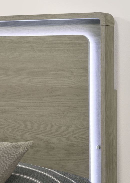 Rainier Gray King Panel Bed with LED