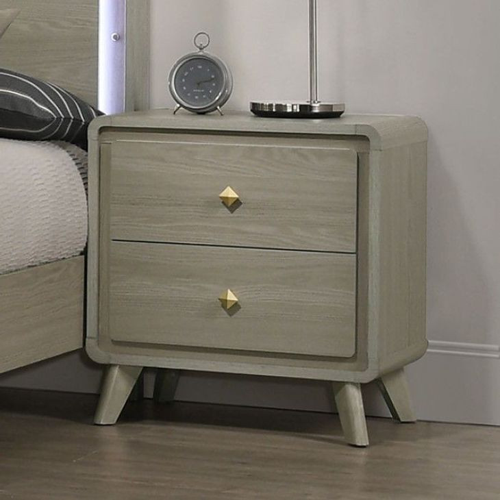 Rainier Gray 2 Drawer Nightstand