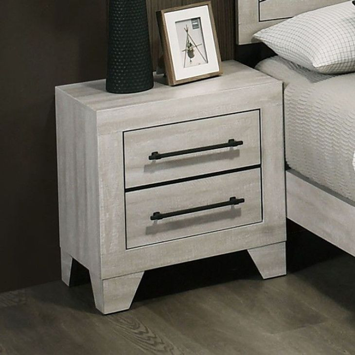 Dubuque Light Gray 2 Drawer Nightstand