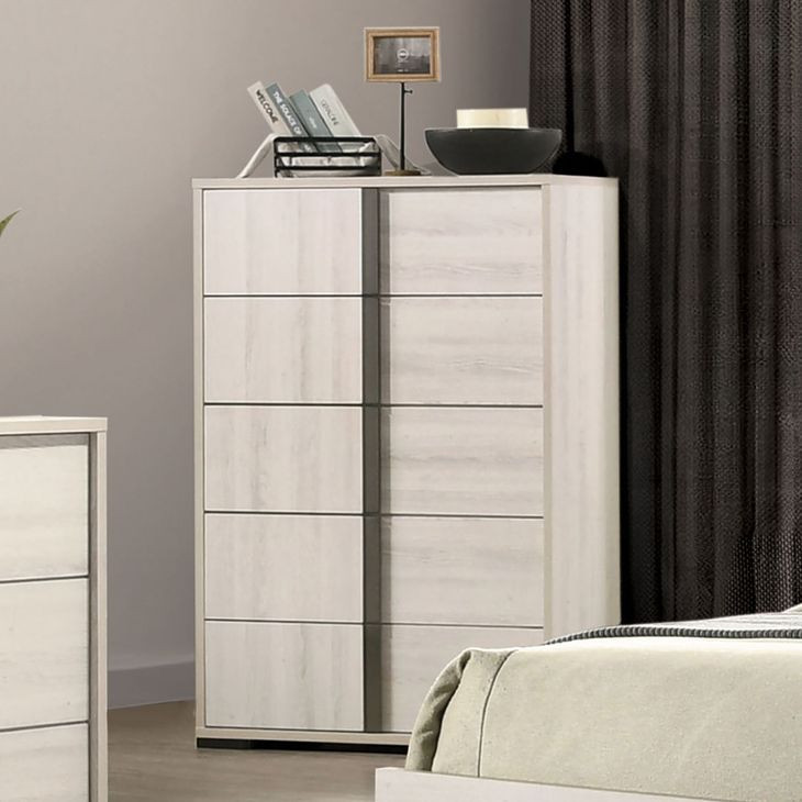 Horten White Wash 5 Drawer Chest