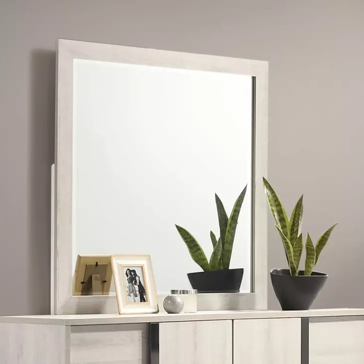 Horten White Wash Panel Bedroom Set with LED Light