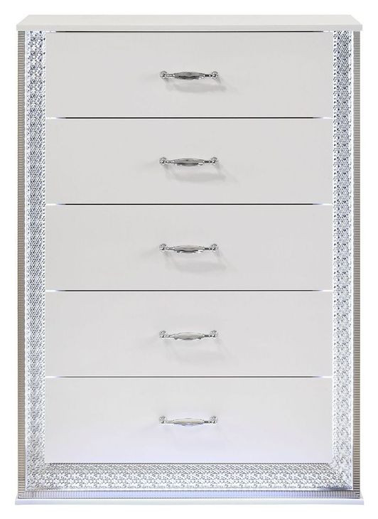 Hazeline White Panel Bedroom Set with LED