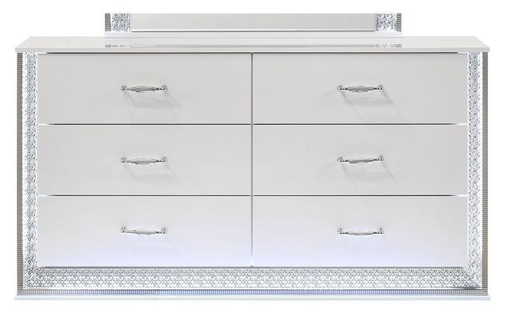 Hazeline White 6 Drawer Dresser with LED
