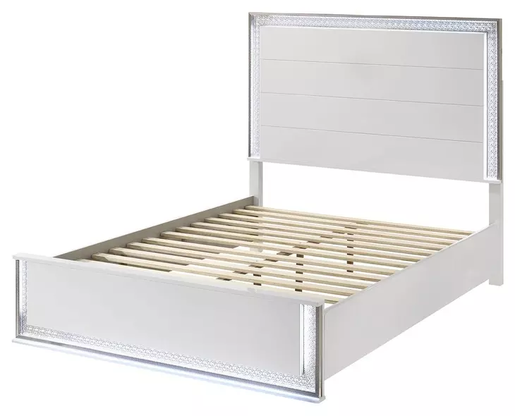 Hazeline White Queen Panel Bed with LED