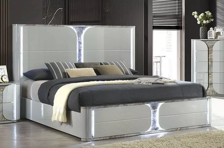 Cleburne Light Gray Panel Bedroom Set with LED