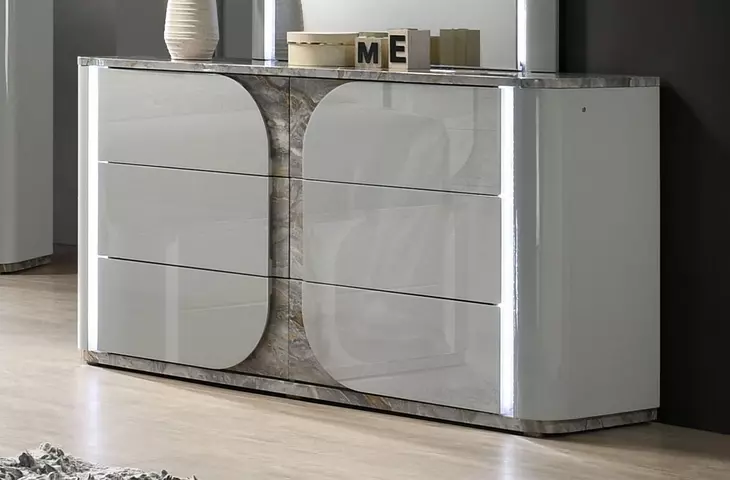 dresser light grey Cleburne Gray 6 Drawer with LED black and grey dresser