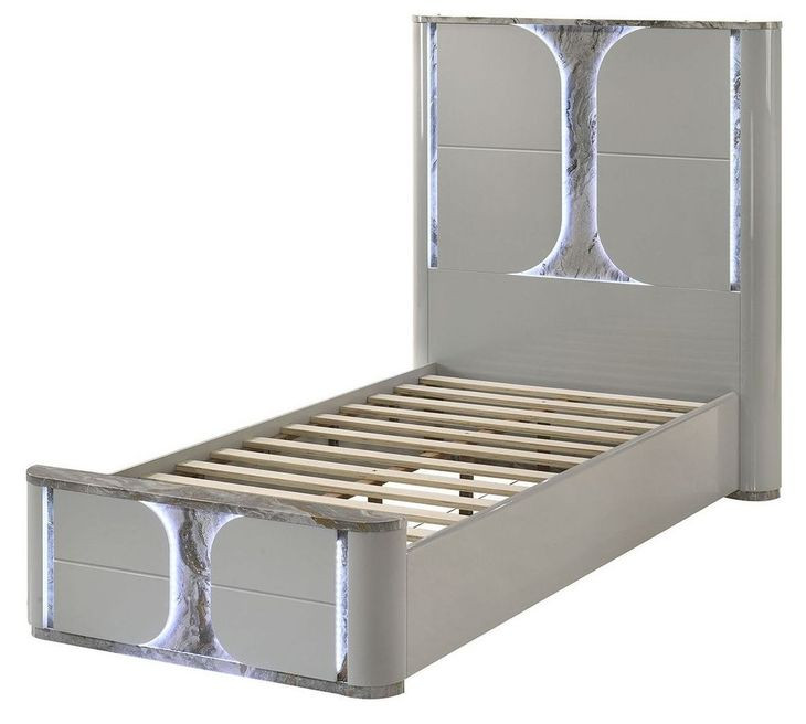 Cleburne Light Gray Twin Panel Bed with LED