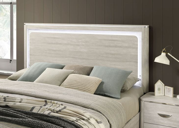 Farsund Dusty Gray King Panel Bed with LED