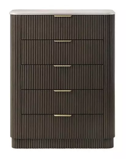 Merthyr Dark Walnut Upholstered Panel Bedroom Set with LED