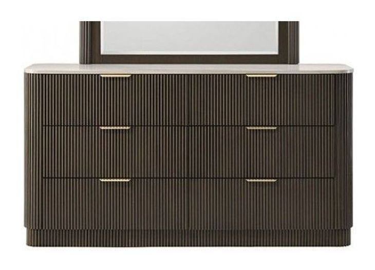 Merthyr Dark Walnut and White 6 Drawer Dresser