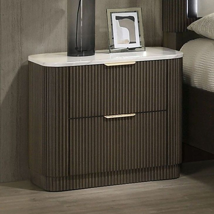 Merthyr Dark Walnut and White 2 Drawer Nightstand