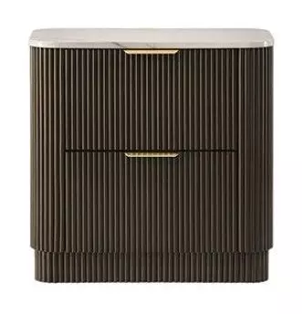 Merthyr Dark Walnut and White 2 Drawer Nightstand