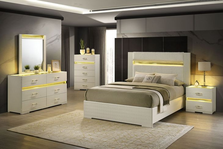 Lucida Beige Rectangular Dresser Mirror with LED