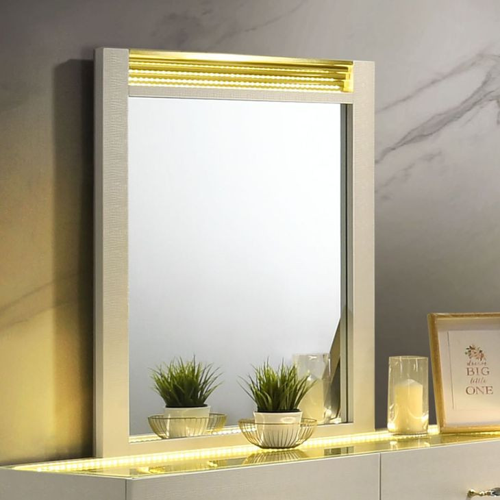 Lucida Beige Rectangular Dresser Mirror with LED