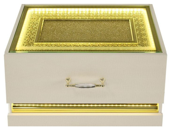 Lucida Beige 2 Drawer Nightstand with LED