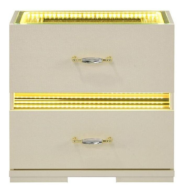 Lucida Beige 2 Drawer Nightstand with LED